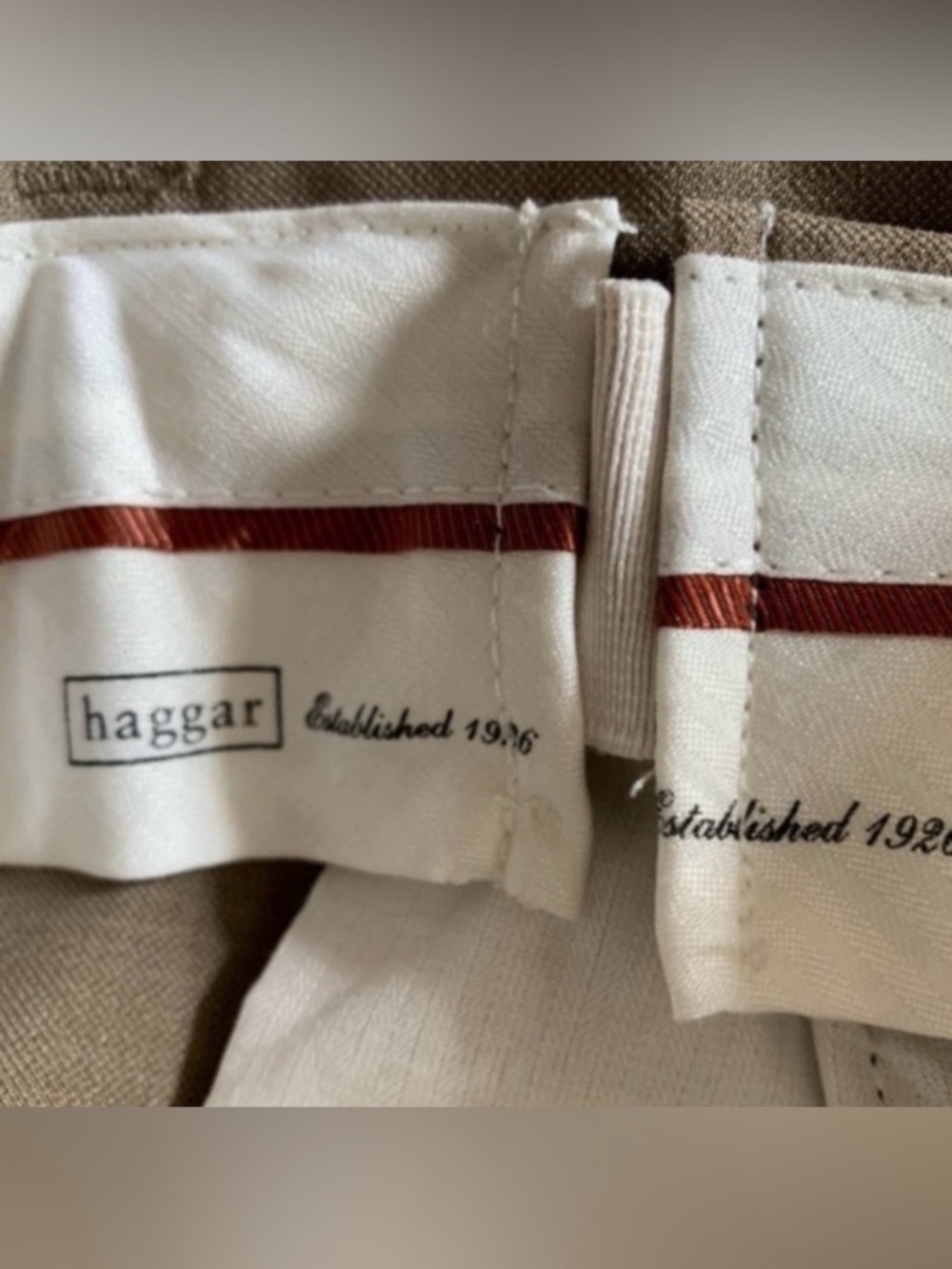 Haggar Men's Khaki Classic Fit Iron-Free Pants in Light Tan - Picture 6 of 12